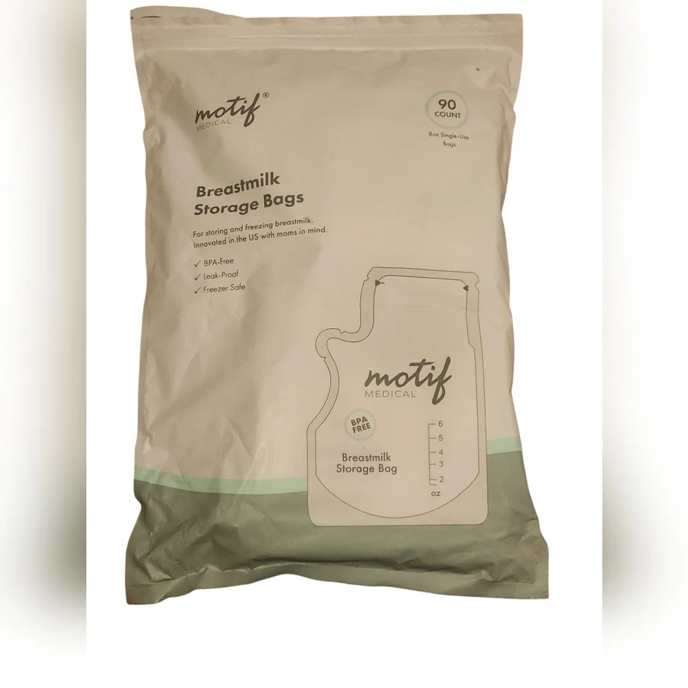 Motif Medical- Milk Storage/ Freezer Bags w/ easy pour spout and label, 6oz. 90c